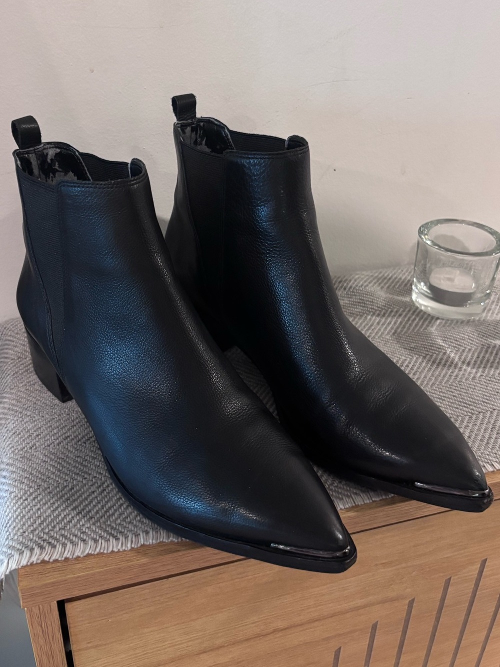 Vince Camuto Black Pointed Toe Ankle Booties - Picture 2 of 13